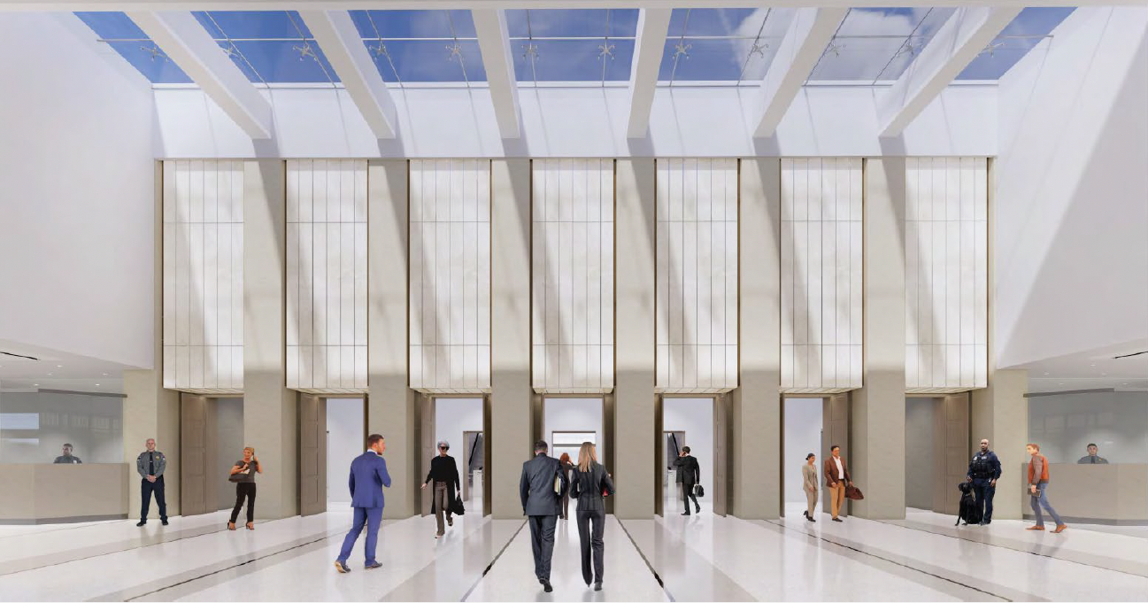 Aerial External Rendering of the Pentagon Metro Entrance Access Control Point Interior Rendering